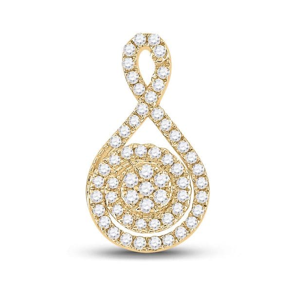 14kt Yellow Gold  Round Diamond Cluster Pendant 1/4 Cttw