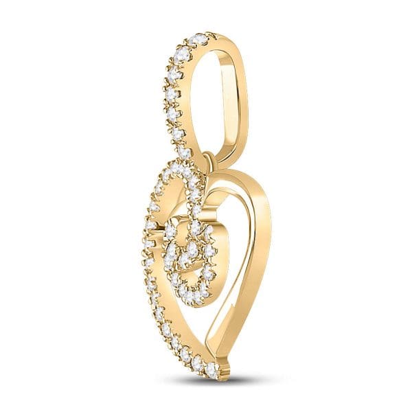 14kt Yellow Gold  Round Diamond Heart Pendant 1/5 Cttw - Image 2