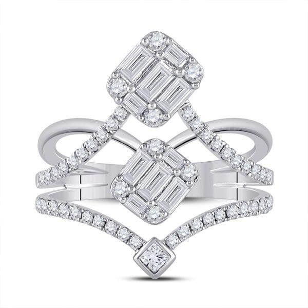14kt White Gold  Round Diamond Fashion Ring 1 Cttw - Image 2