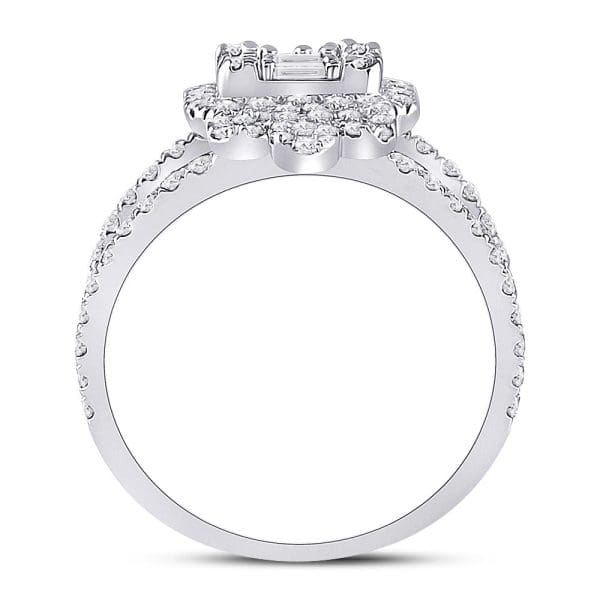 14kt White Gold  Round Diamond Negative Space Cluster Fashion Ring 1-1/2 Cttw - Image 3