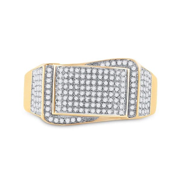 10kt Yellow Gold His Round Diamond Fashion Ring 1/2 Cttw - Image 2