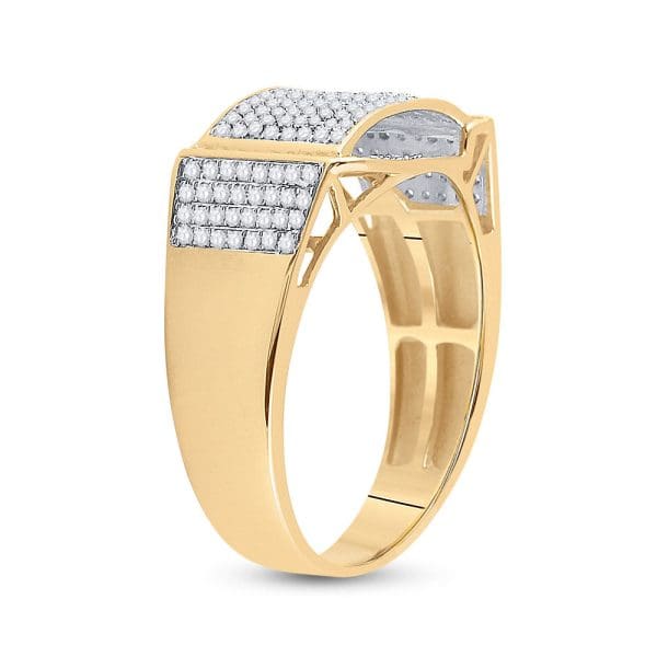 10kt Yellow Gold His Round Diamond Fashion Ring 1/2 Cttw - Image 4