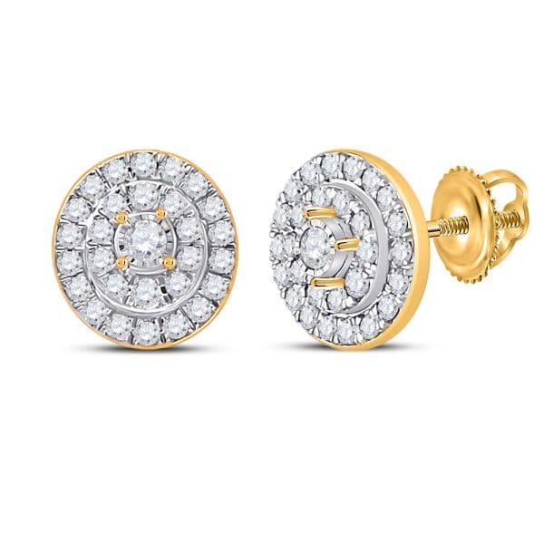 10kt Yellow Gold  Round Diamond Oval Earrings 1/3 Cttw