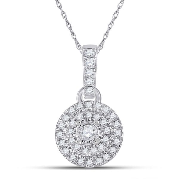 10kt White Gold  Round Diamond Circle Pendant 1/6 Cttw