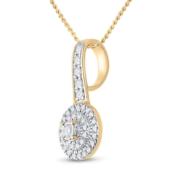 10kt Yellow Gold  Round Diamond Circle Pendant 1/5 Cttw - Image 2