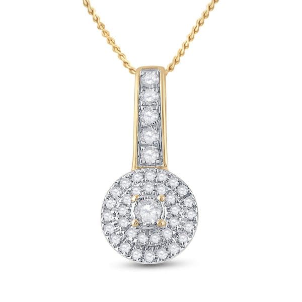 10kt Yellow Gold  Round Diamond Circle Pendant 1/5 Cttw