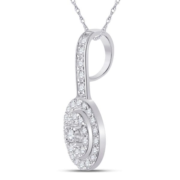 10kt White Gold  Round Diamond Fashion Pendant 1/3 Cttw - Image 2