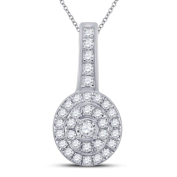 10kt White Gold  Round Diamond Fashion Pendant 1/3 Cttw