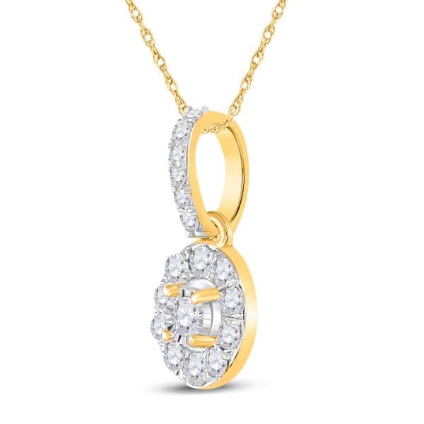 10kt Yellow Gold  Round Diamond Oval Pendant 1/5 Cttw - Image 2