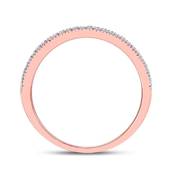 10kt Rose Gold Round Diamond Oval Bridal Wedding Ring Band Set 1/3 Cttw - Image 4