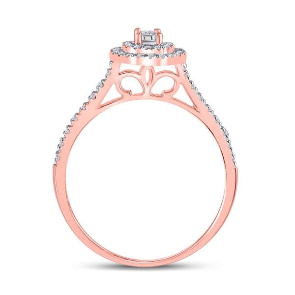 10kt Rose Gold Round Diamond Bridal Wedding Ring Band Set 1/3 Cttw - Image 6