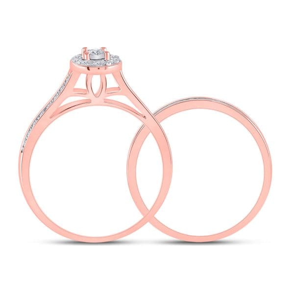 10kt Rose Gold Round Diamond Bridal Wedding Ring Band Set 1/2 Cttw - Image 6