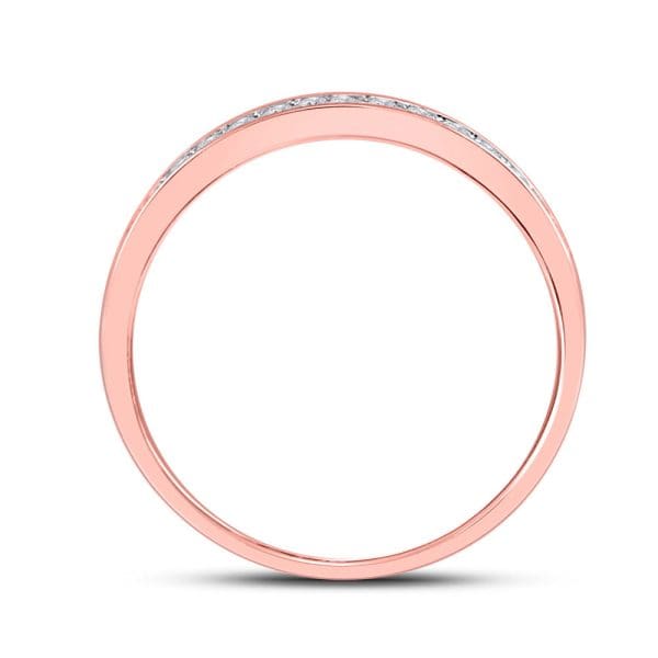 10kt Rose Gold Round Diamond Halo Bridal Wedding Ring Band Set 1/2 Cttw - Image 5