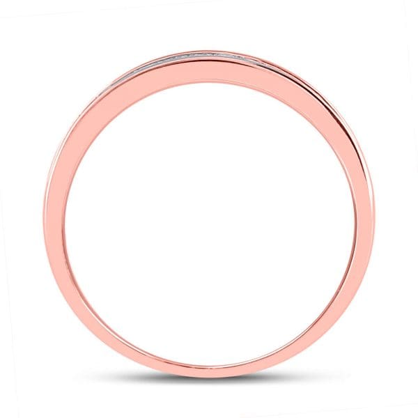 10kt Rose Gold Round Diamond Halo Bridal Wedding Ring Band Set 1/2 Cttw - Image 5