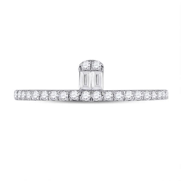 14kt White Gold  Baguette Diamond Band Ring 1/4 Cttw - Image 2