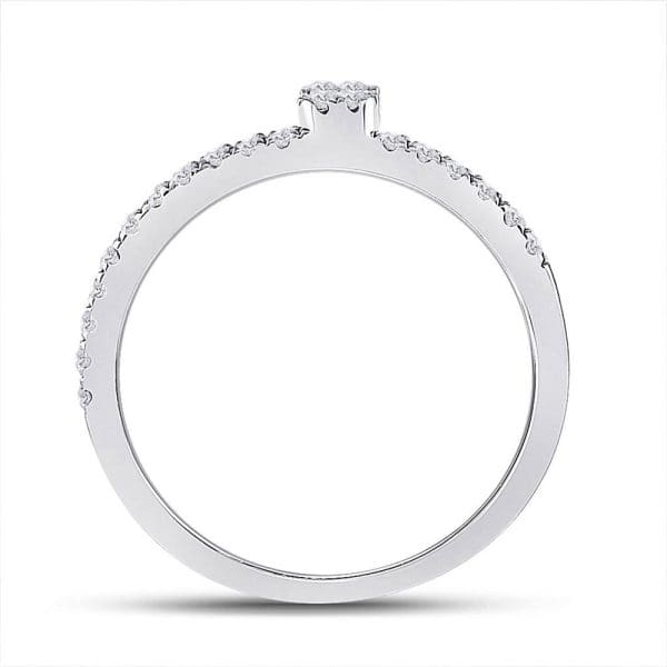 14kt White Gold  Baguette Diamond Band Ring 1/4 Cttw - Image 4