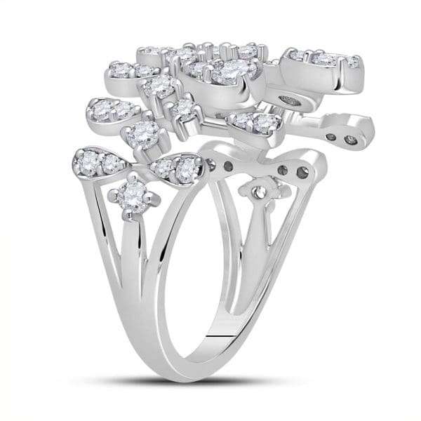 14kt White Gold  Round Diamond Fashion Ring 7/8 Cttw - Image 3