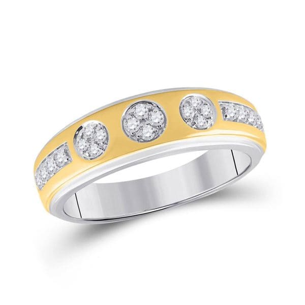 14kt Two-tone Gold His s Round Diamond Cluster Matching Wedding Set 1 Cttw - Image 2