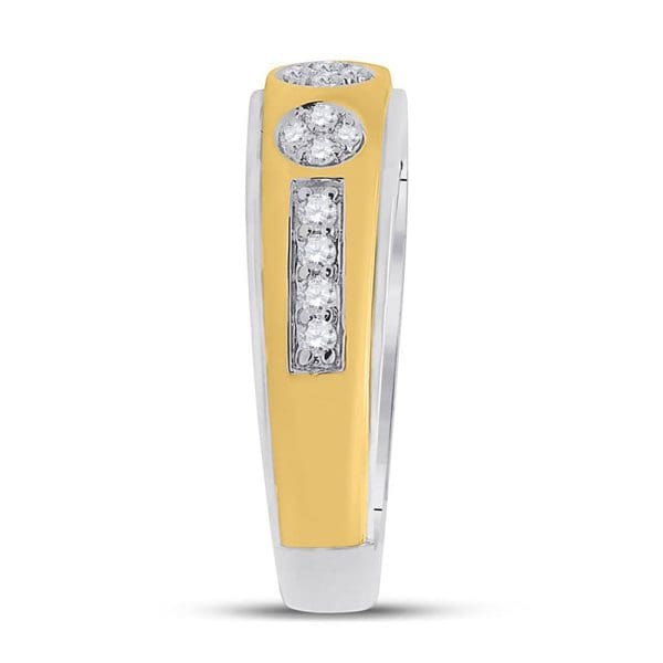 14kt Two-tone Gold His s Round Diamond Cluster Matching Wedding Set 1 Cttw - Image 4