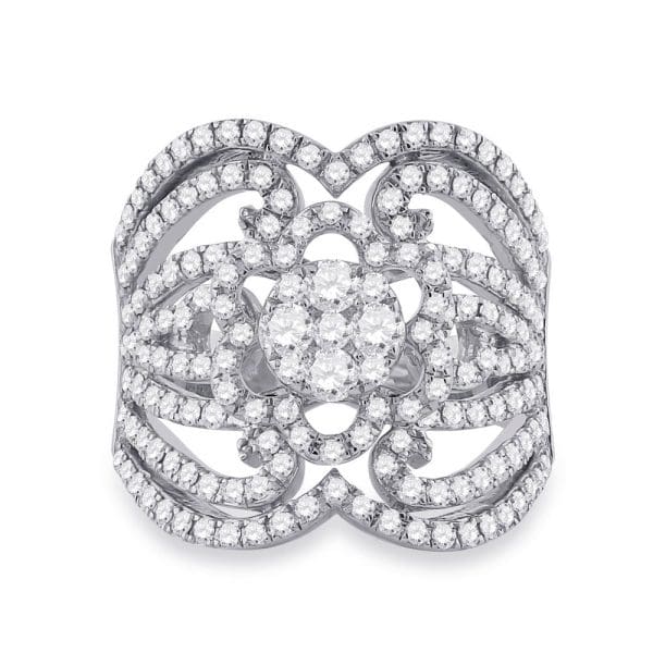 14kt White Gold  Round Diamond Fashion Ring 1-1/2 Cttw - Image 2