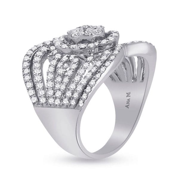 14kt White Gold  Round Diamond Fashion Ring 1-1/2 Cttw - Image 3