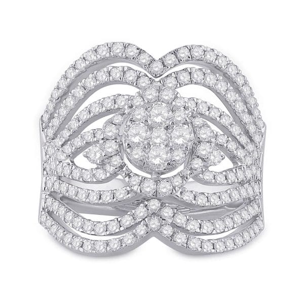 14kt White Gold  Round Diamond Fashion Ring 1-3/4 Cttw - Image 2