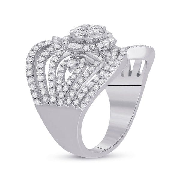 14kt White Gold  Round Diamond Fashion Ring 1-3/4 Cttw - Image 3