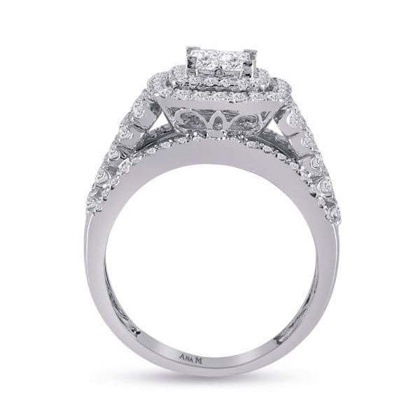 14kt White Gold Princess Diamond Bridal Wedding Ring Band Set 1-3/4 Cttw - Image 4