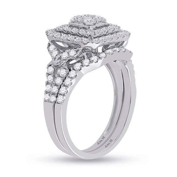 14kt White Gold Round Diamond Bridal Wedding Ring Band Set 1-1/4 Cttw - Image 3