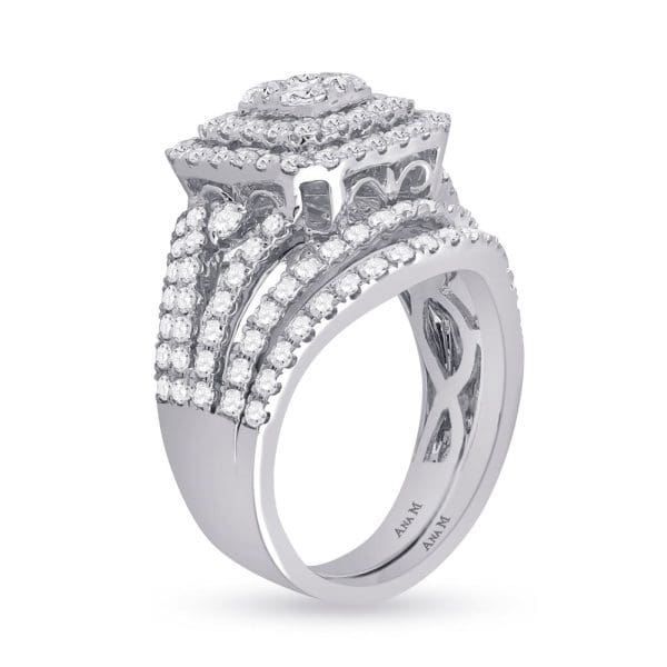 14kt White Gold Round Diamond Bridal Wedding Ring Band Set 1-3/4 Cttw - Image 3