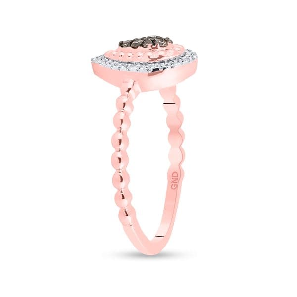 10kt Rose Gold  Round Brown Diamond Teardrop Ring 1/5 Cttw - Image 3