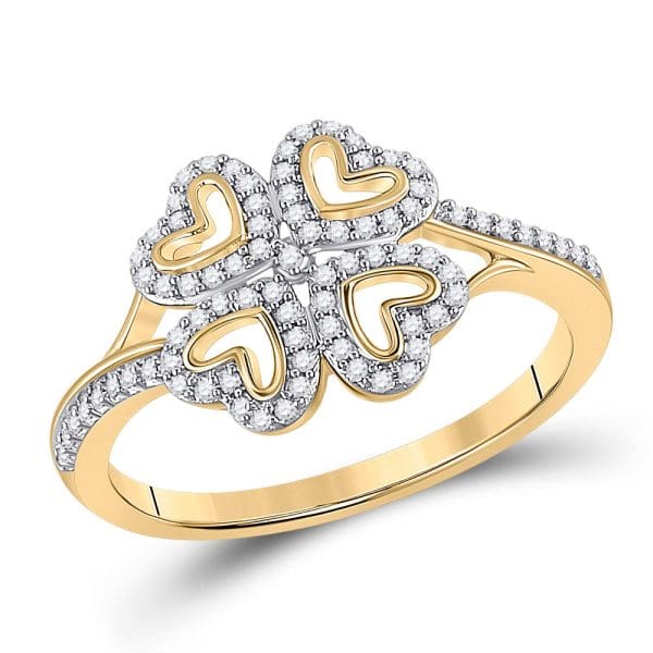 10kt Yellow Gold  Round Diamond Heart Ring 1/5 Cttw
