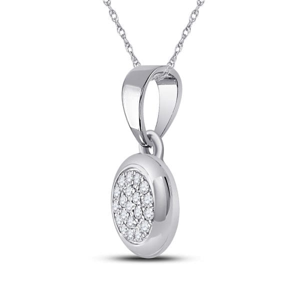 Round Diamond Cluster Pendant - 10K White Gold - Diamond Cluster Pendant - Image 2