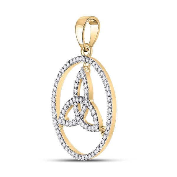 10kt Yellow Gold  Round Diamond Trinity Triquetra Circle Pendant 1/4 Cttw - Image 2