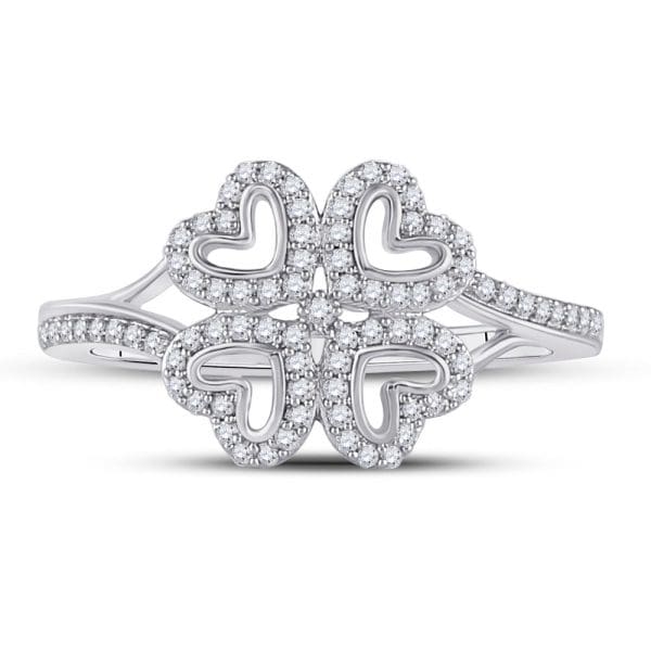 10kt White Gold  Round Diamond Heart Ring 1/5 Cttw - Image 2
