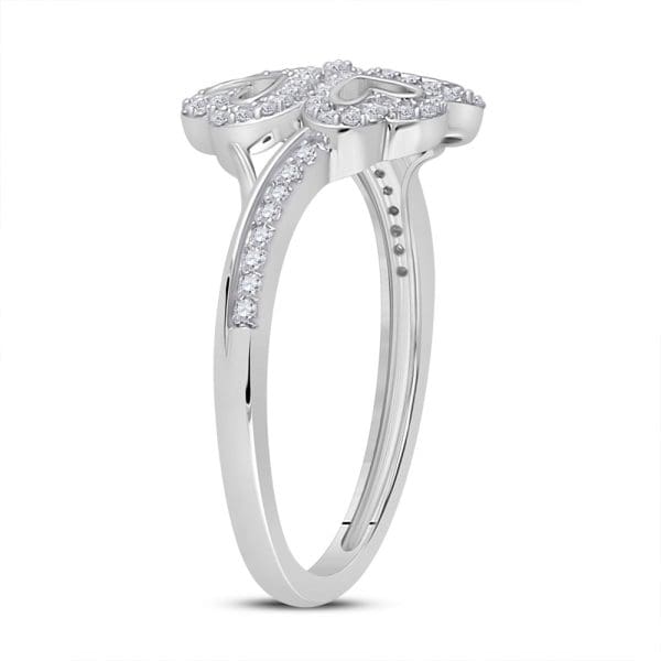 10kt White Gold  Round Diamond Heart Ring 1/5 Cttw - Image 3