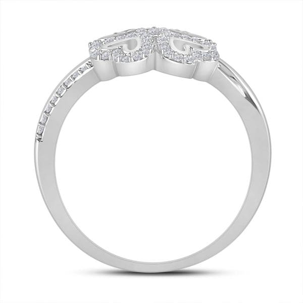 10kt White Gold  Round Diamond Heart Ring 1/5 Cttw - Image 4