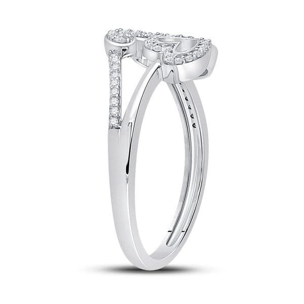 10kt White Gold  Round Diamond Triple Heart Ring 1/6 Cttw - Image 2