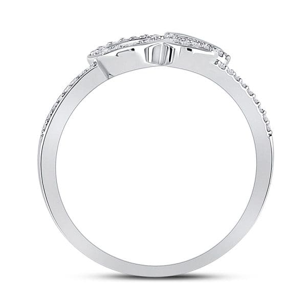 10kt White Gold  Round Diamond Triple Heart Ring 1/6 Cttw - Image 3