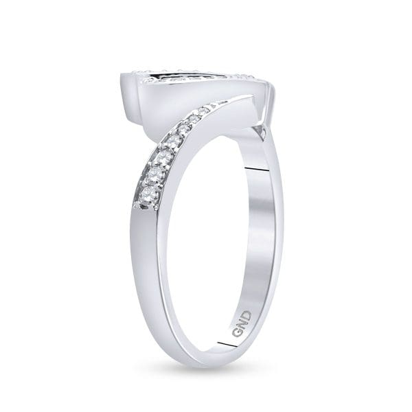 10kt White Gold  Round Diamond Heart Ring 1/5 Cttw - Image 2