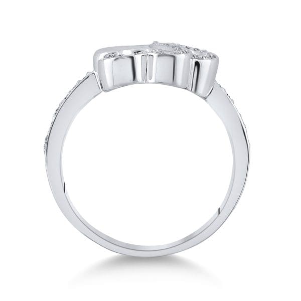 10kt White Gold  Round Diamond Heart Ring 1/5 Cttw - Image 4