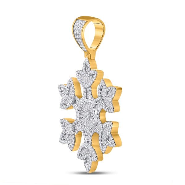 His Baguette Diamond Snowflake Charm Pendant - 10kt Yellow Gold - Image 2