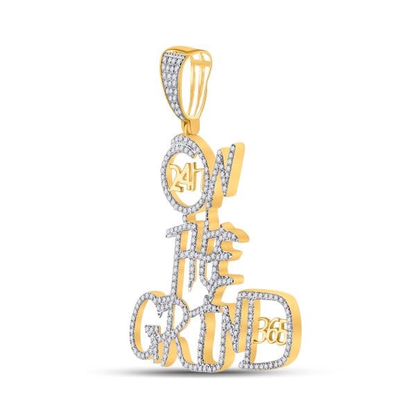 Round Diamond On The Grind Charm Pendant - 10kt Yellow Gold - Image 2