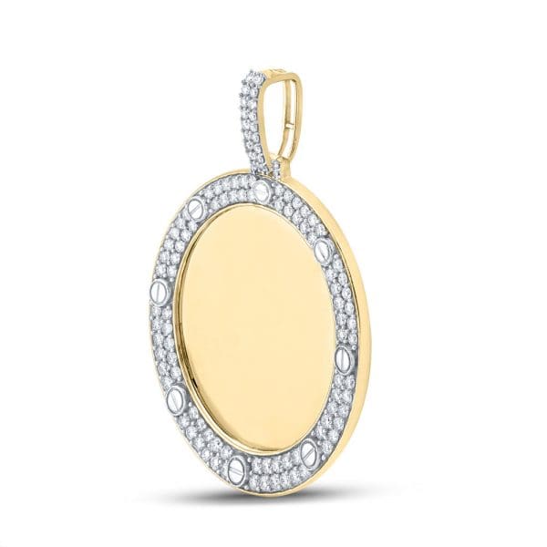 Round Diamond Mirror Circle Charm Pendant - 10kt Yellow Gold - Image 2