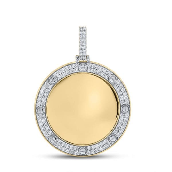 Round Diamond Mirror Circle Charm Pendant - 10kt Yellow Gold