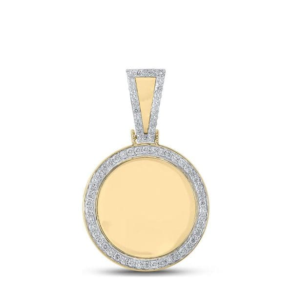 Diamond Mirror Memory Circle Charm Pendant - 10K Yellow Gold