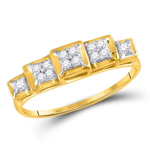 10kt Yellow Gold  Round Diamond Cluster Ring 1/8 Cttw