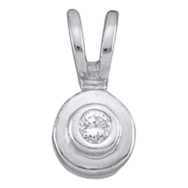 10kt White Gold  Round Diamond Solitaire Circle Pendant .03 Cttw