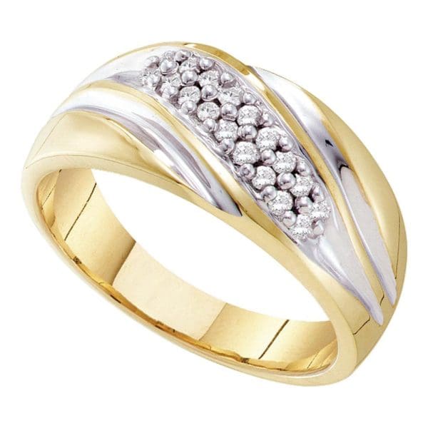 10kt Yellow Gold His Round Diamond Wedding Band Ring 1/4 Cttw