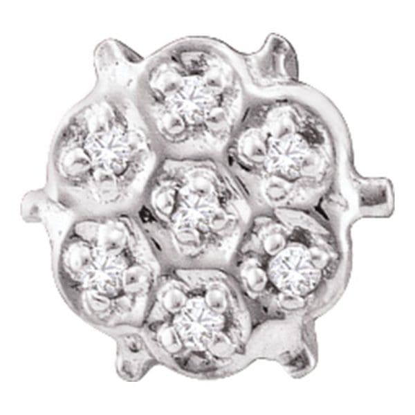 10kt White Gold  Round Prong-set Diamond Cluster Stud Earrings 1/20 Cttw
